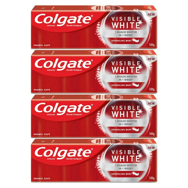 Pasta de dientes Colgate visible blanca brillante como nueva 1 tono más blanca en 1 semana 4x100 gm