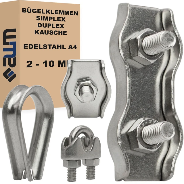Produktbild von Leliafleury M5 Einzelbolzen-Kabelklemmen – 8 Stück, Edelstahl, Für Drahtseile & Kabel