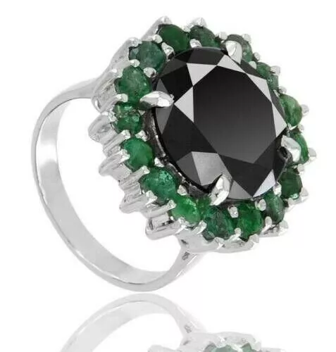 5 CT Diamant Noir Bague Autour Avec Vert Accents AAA Certifié ! Birthday Cadeau