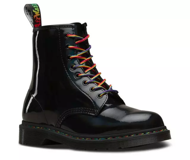 Dr Martens Doc 8 Buchi 1460 Black Brevetto Rainbow 24667001