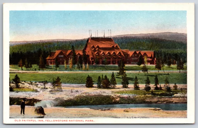 Yellowstone National Park Montana~Old Faithful Inn~1920s Postcard