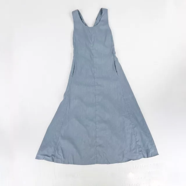 Theory Caliver Vlorine Brisk Blue Cross Back Linen Sleeveless Dress Womens 4