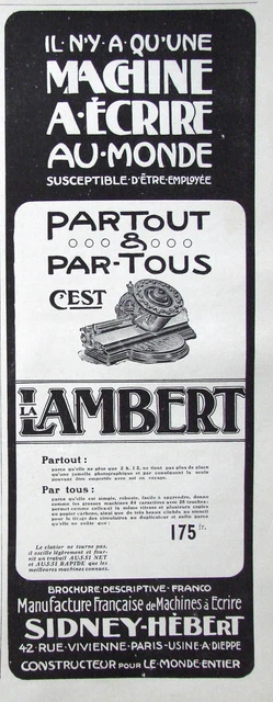 Publicité De Presse 1906 La Machine A Écrire Lambert - Sidney Hébert