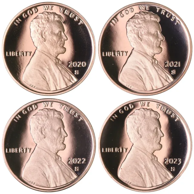 2020-2023 S Lincoln Shield Cent Gem Deep Cameo Proof Run 4 Coin Set