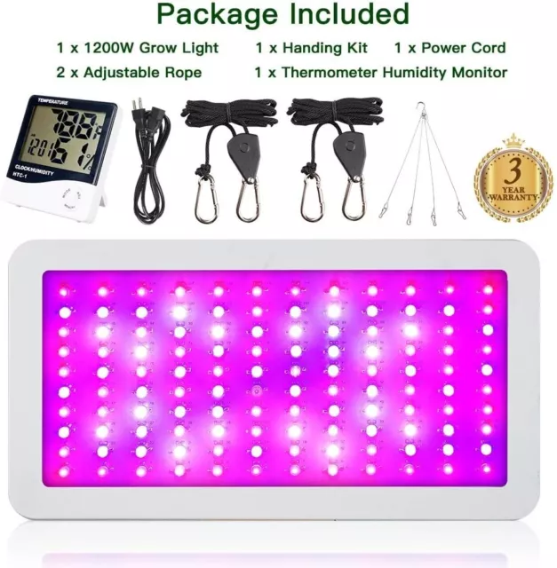 WAKYME 1200W LED Plant Grow Light Adjustable Full Spectrum Double Switch Plan...