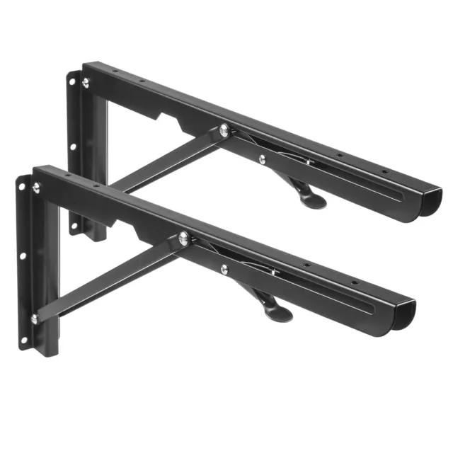 2X Plegable Triángulo Soporte De Estante Ángulo  Pared Trípode Negro Hasta 50kg