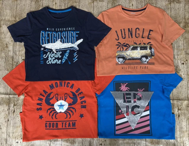 Pacchetto 4 paillettes estive reversibili età 14 ragazzi/ragazze SHARK,CRAB,JEEP,EPIC