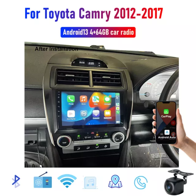 10" Wireless CarPlay Android Auto head unit BT Radio For Toyota Camry 2012-2017