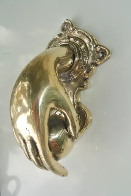 hand fist ball front Door Knocker fingers solid brass polished 16 cm old style B