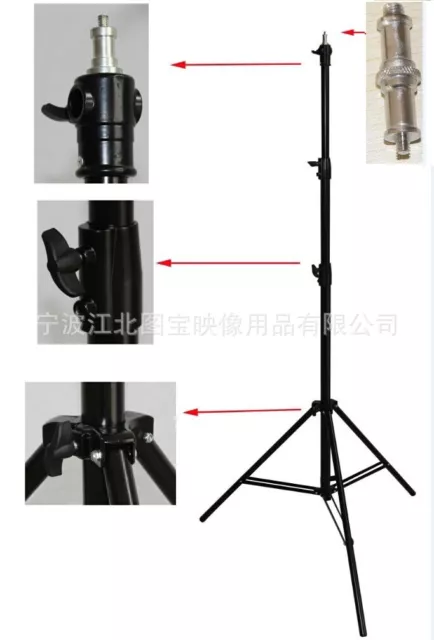 2.6m Heavy Duty Sprung Stand Adjustable Tripod Photo Studio Light Professional