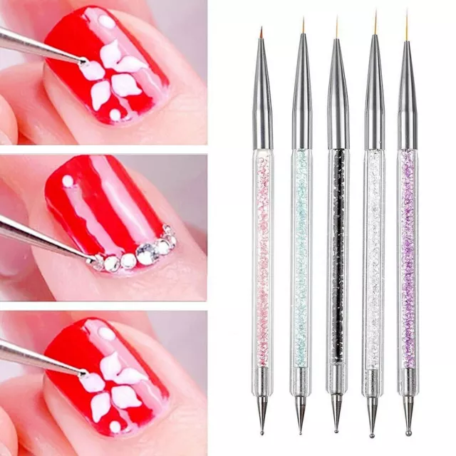 5PCS UV Gel Nail Art Design Set Dotting Painting Drawing Brush Pen Tools