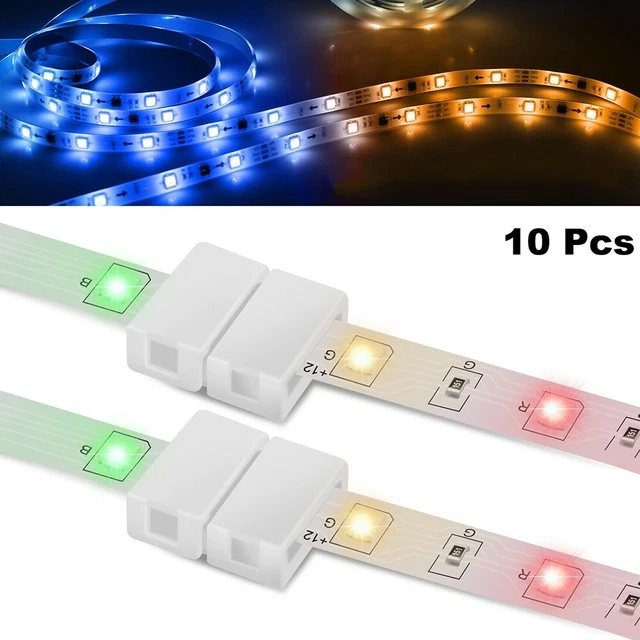 10PCS 4-pin 10mm LED Strip Solderless Light Connector For 5050 /3528 RGB Strip
