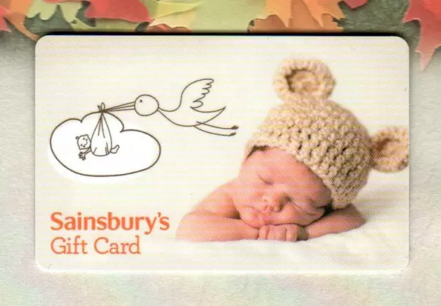 SAINSBURY'S ( UK ) Sleeping Baby Dreaming of Stork Gift Card ( $0 )