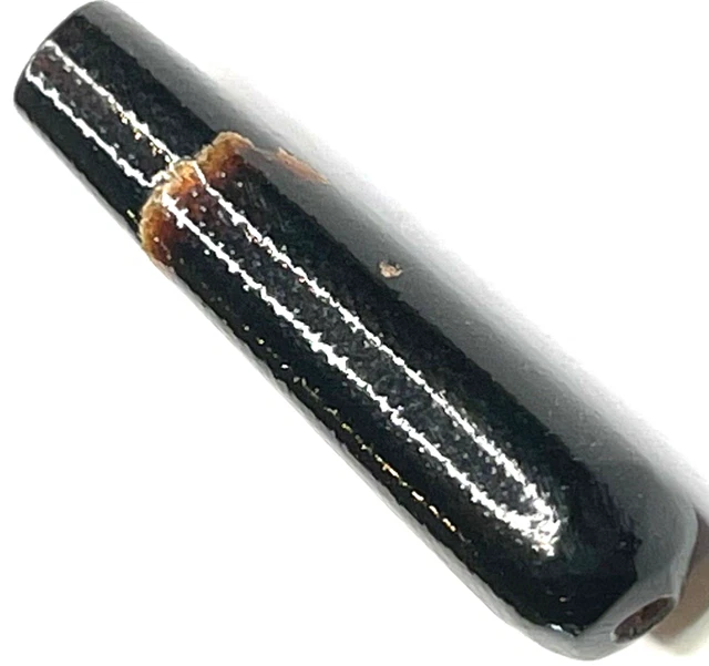 1 VTG Hawaiian Black Coral Bead Sz 24mm x 5mm Teardrop Shaped Pendant Bead #10