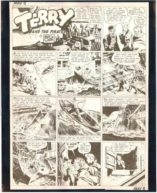 1940 Milton Caniff Terry & The Pirates Original Production Art Page Sunday Comic