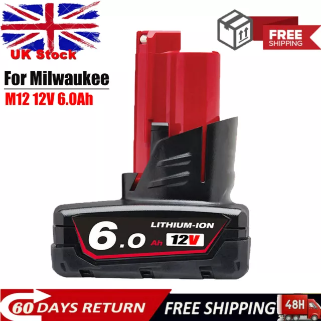 For Milwaukee M12 Battery LITHIUM ION XC 6.0Ah High Capacity 12V 48-11-2402 Tool