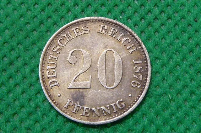 Germany , Silver 20 Pfennig , 1876 G (R837)