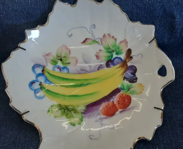 Ucagco China Leaf Shape  Hand Painted Banana 9in Plate