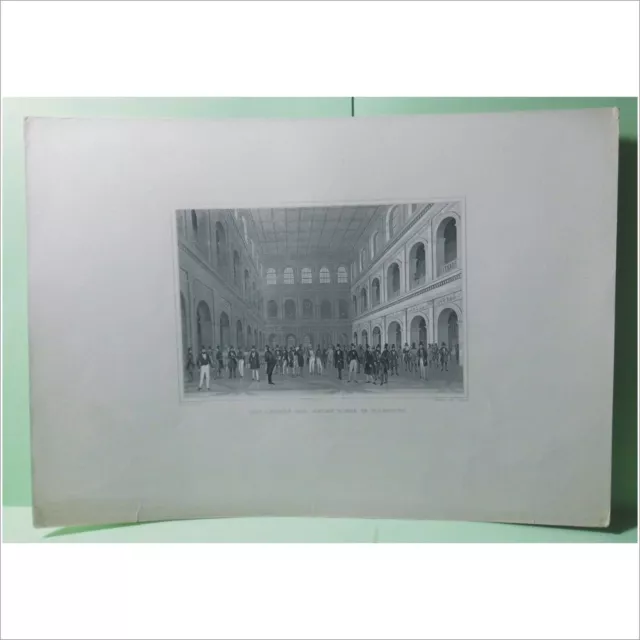 alter Stahlstich 1834-1864 - Das Innere der neuen Börse in Hamburg