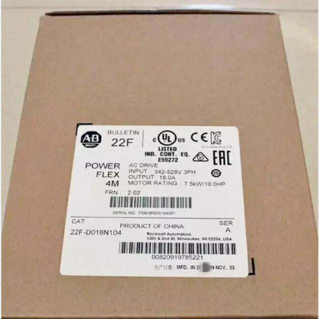 22F-D018N104 PowerFlex 4M- 7.5 kW (10 HP) AC Drive New AB Factory Original Seal