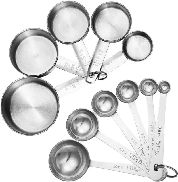 Accmor 11 Piece Stainless Steel Measuring Spoons Cups Set, Premium Stackable Tab