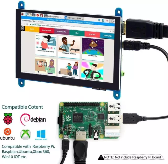 Raspberry Pi 5 inch Touch Screen with Stand,800x480 HDMI LCD Display Module