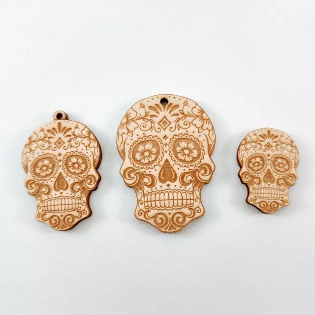 Calavera de azucar de madera grabada, Corte laser, Diy y decoración, Charm...