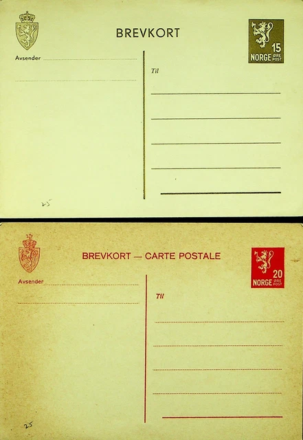 NORWAY 2v ON 2 PS CARD FINE UNUSED