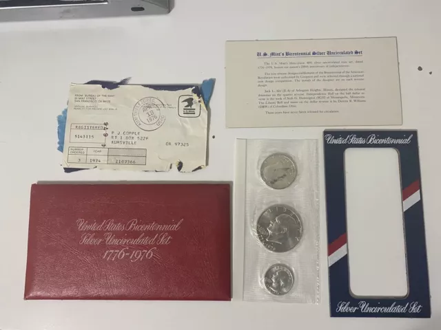 1976-S 40% Silver US Mint 3 Coin Uncirculated Set Complete w/ COA OGP