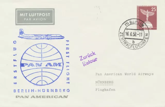 BERLIN 1958, Erstflug PAA (Pan American Airways) „BERLIN – NÜRNBERG“ Privat-Lupo