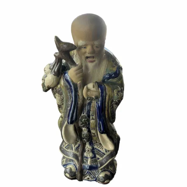 Vintage Shiwan Art Ceramics Shou Lao God of Longevity Figurine Mud Man Chinese