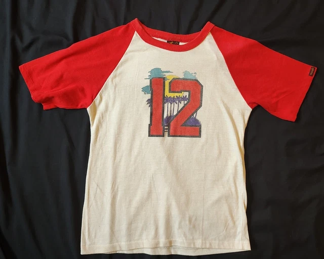 Vintage 80's Wrangler USA Raglan Sleeve T Shirt #12 Palm Trees Reto Sz XL 18-20