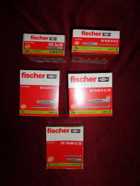 fischer Universal-Dübel UX Auswahl, 5x30/6x35/6x50/8x50/10x60/14x75, Nylon-