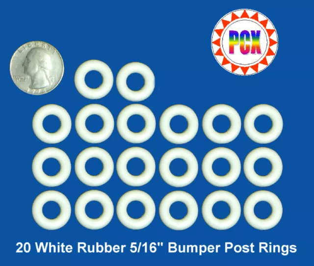 5/16"id White Rubber Bumper Post Ring (lot of 20) - Williams, Bally, Gottlieb