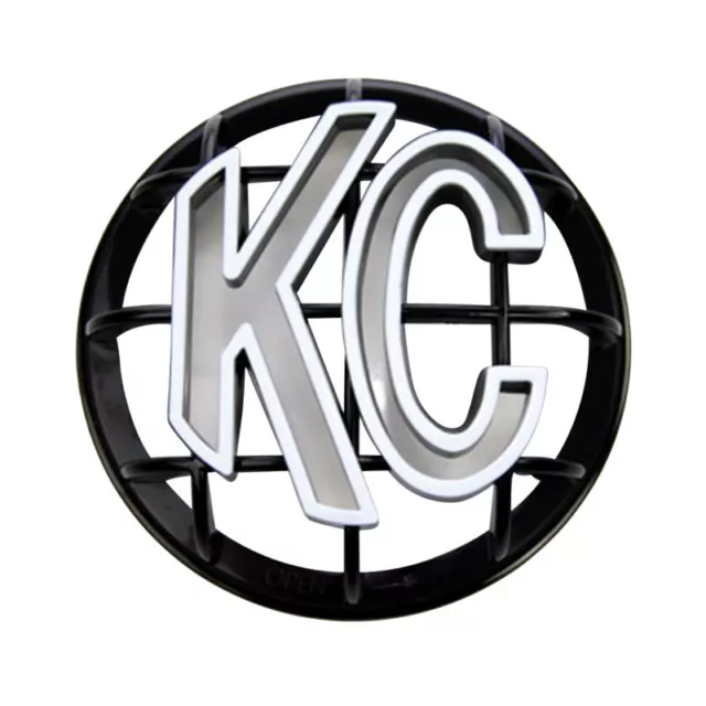 KC HiLiTES 5in. Round ABS Stone Guard for Lights (Single) - Black w/White KC Log