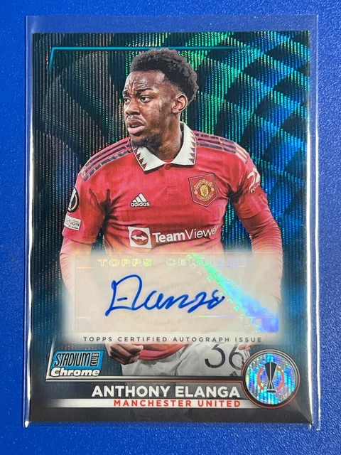 Topps Stadium Chrome 22/23 Blue Wave /75 Manchester Utd Anthony Elanga Autograph