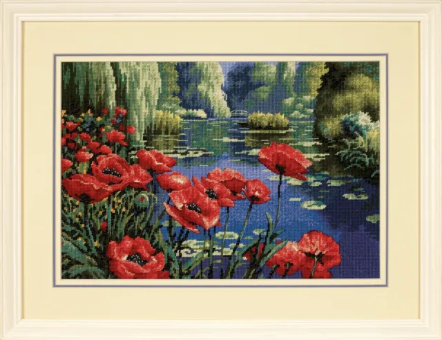 Dimensions Lakeside Poppies Needlepoint Kit canvas