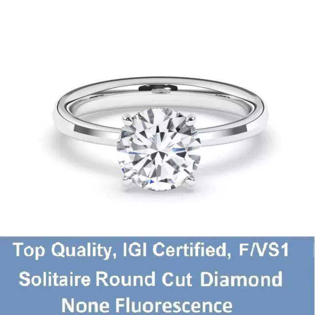IGI,2 CT Round Cut Lab-Grown Diamond Hidden Halo Engagement Ring, 18K White Gold 2