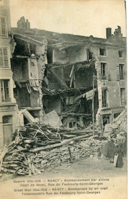 NANCY Guerre 1914 Bombardement par avions Débit tabac Rue du Faubourg St Georges