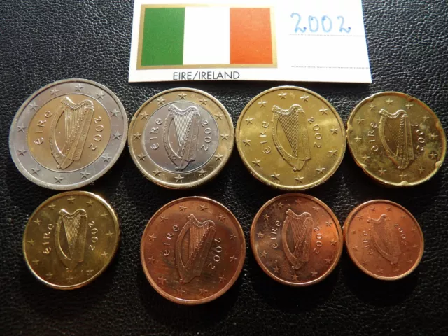 Ireland  2002 year UNC coin set from 1 cent - 2 euro total 8 coins 3,88 euro