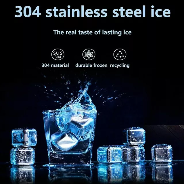 Stainless Steel Whisky Stones Reusable Ice Cubes Cooling Rocks Christmas Gift 2