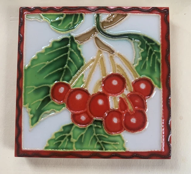 Cherries Fruit Decorative Ceramic Wall Art Tile New Backsplash Gift  Kitchen