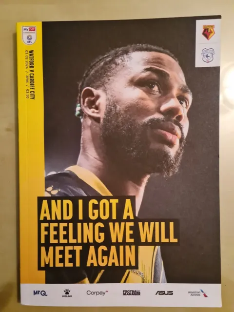 Watford v Cardiff City Championship match programme, 3 February 2024