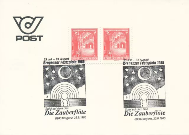 Sonderstempel 1985:  Bregenzer Festspiele, Die Zauberflöte     (638D)