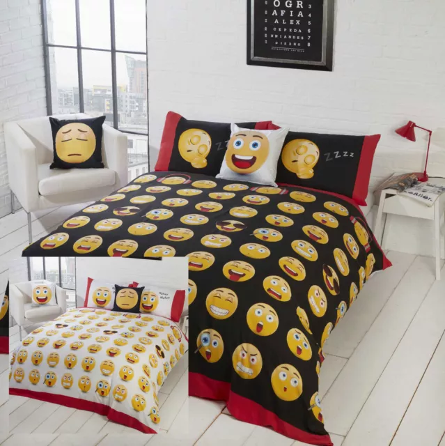 Emoji Duvet Set Icons & Emocations Reversible Quilt Cover