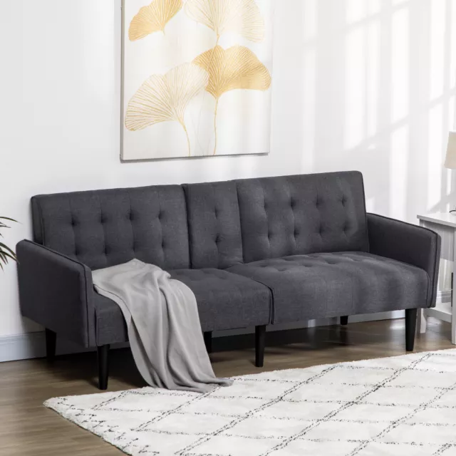 Upholstered Sofa bed 3 Seater Home Theater Futon Recliner with Cupholders Grey