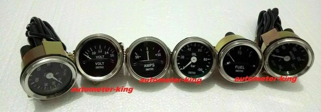 Kit Strumenti Replica Smiths Per Auto - 52mm Temperatura Olio Benzina Voltmetro + Tachimetro 85mm