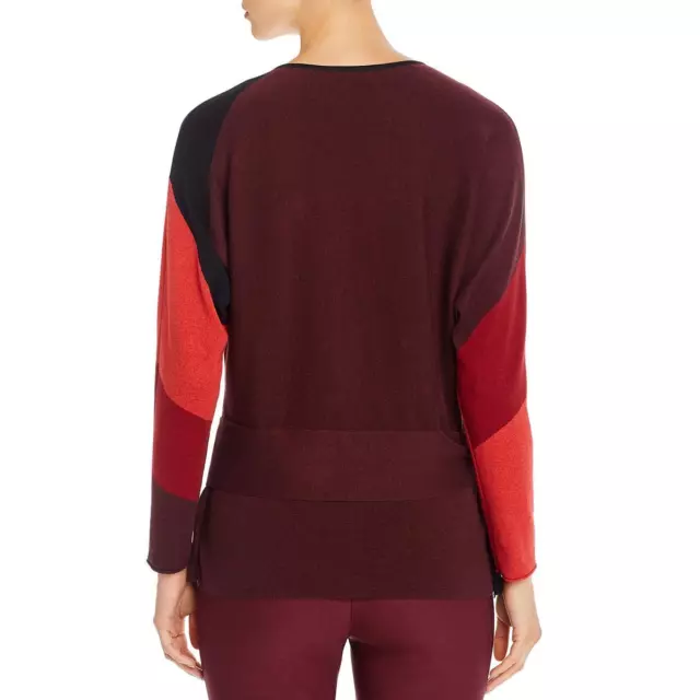 Nic + Zoe Womens Orange Colorblock Tie Front Faux Wrap Sweater Top XL BHFO 5220 2