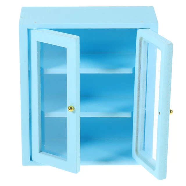 Tiny Wooden Cabinet Miniature Display Case Bookshelf Dollhouse Wall Decorate