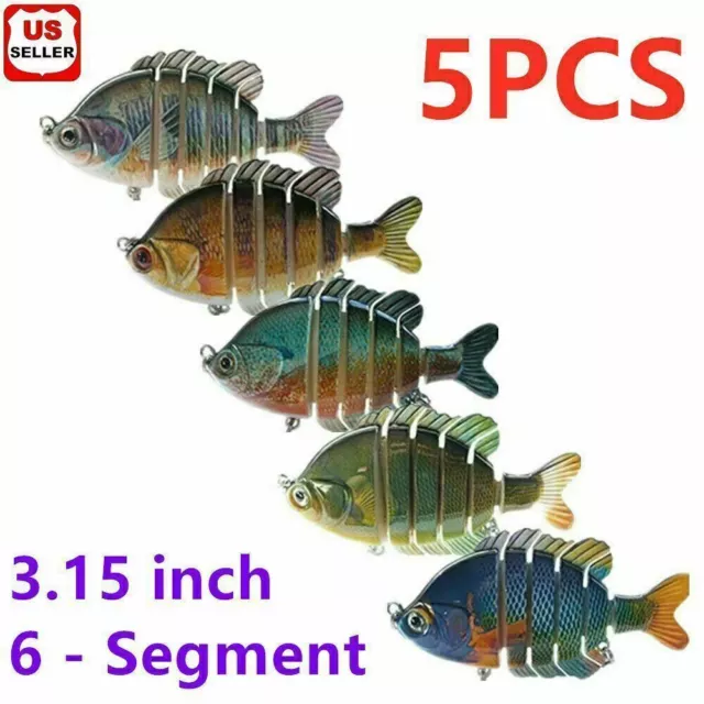 5PCS Fishing Lures for Bass Trout Segmented Multi Jointed Swimbaits Slow  Sinking